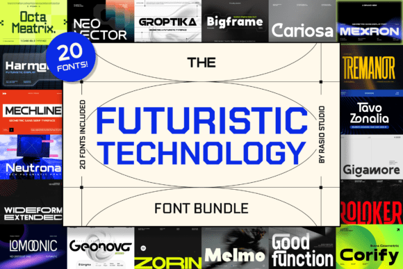 Futuristic Technology Font Bundle: Design Assets for Tomorrow